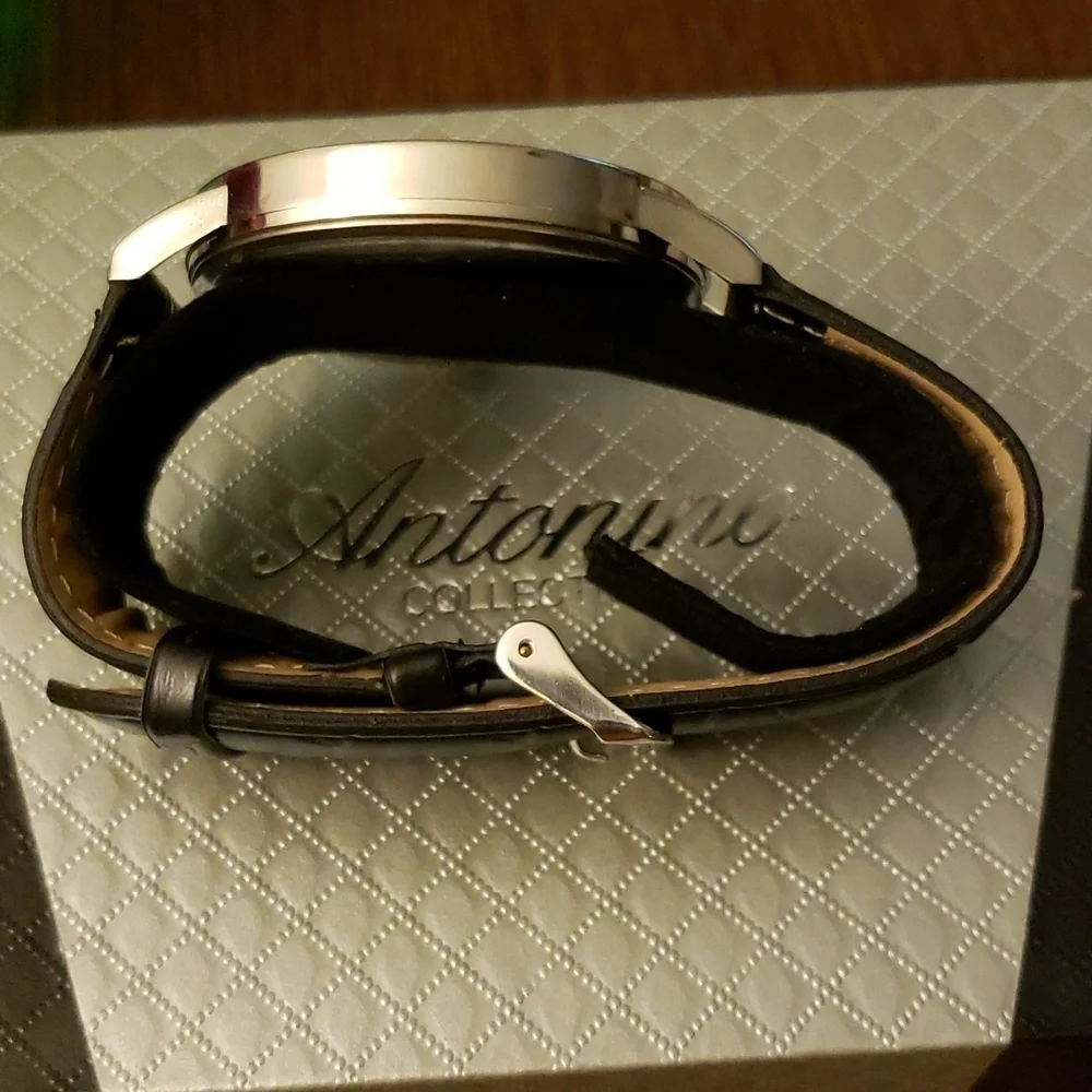 Antonino Colldction His and Hers Silvertone Faced With  Faux Crocodile Band